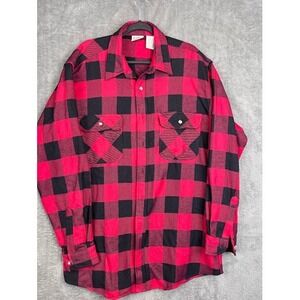 Five Brother Tall Man L Red‎ Black Buffalo Plaid Flannel Shirt Menswear